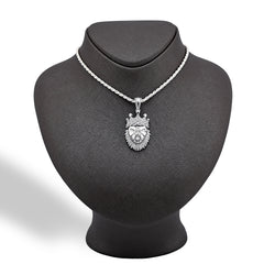 925 Sterling Silver 0.73CTW Natural Diamond Lion Head Mens Pendant 11.9g Charm