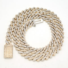 11.5MM 10k Yellow & White Gold 22CTW Diamond 2 Row Cuban Chain 179.5g 20 Inches