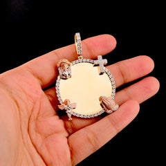 10k Yellow Gold 0.75CT Diamond Picture Charm Jesus, Cross, Praying Hands & Angel