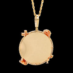 10k Yellow Gold 0.75CT Diamond Picture Charm Jesus, Cross, Praying Hands & Angel