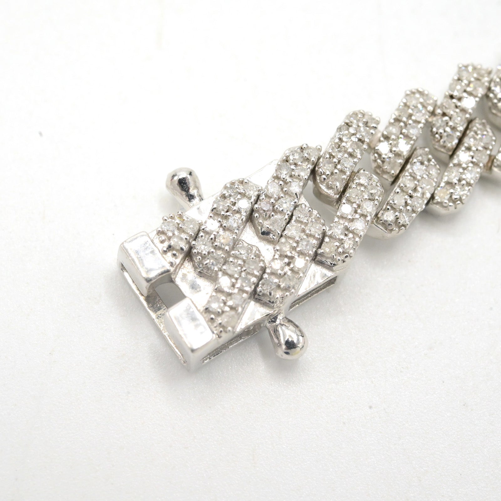 9MM 925 Silver 3.25CTW Natural Diamond 8Inch 2 Row Design Men Cuban Bracelet 26g