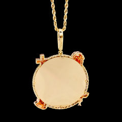 10k Yellow Gold 0.75CT Diamond Picture Charm Jesus, Cross, Praying Hands & Angel