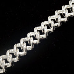 9MM 925 Silver 3.25CTW Natural Diamond 8Inch 2 Row Design Men Cuban Bracelet 26g
