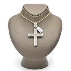 10k White Gold 1.8CTW Natural Diamond Iced-Out Mens Cross Charm Pendant 16.5gms