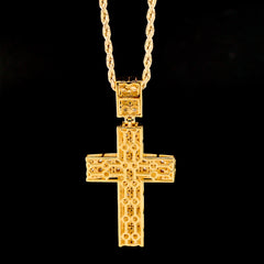 10k Yellow Gold 1.05CTW Natural Round Diamond Cross Religious Pendant 9.6g Charm