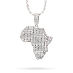 925 Sterling Silver 0.83CTW Natural Diamond Africa Continent Map Pendant 17.1gms
