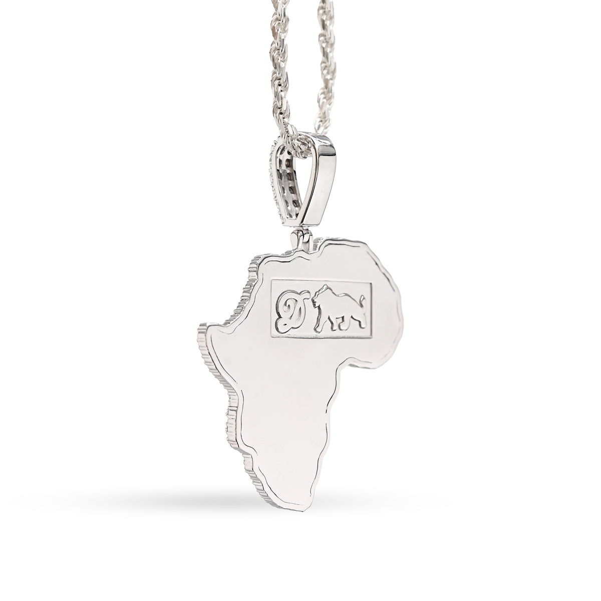 925 Sterling Silver 0.83CTW Natural Diamond Africa Continent Map Pendant 17.1gms