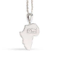 925 Sterling Silver 0.83CTW Natural Diamond Africa Continent Map Pendant 17.1gms