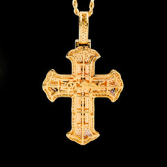 10k Yellow Gold 4CTW Natural Round Diamond Cross Pendant Religious Charm 14.3gms