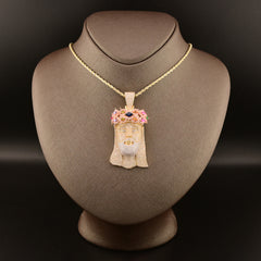 10k Yellow Gold 5.5CTW Pure Diamond Jesus Head w/ Gem Stones Pendant 33.4g Charm