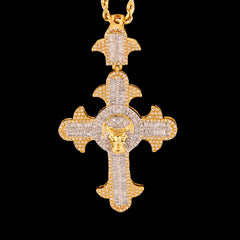 10k Yellow Gold 1.85CT Round/Baguette Diamond Cross w/ Jesus Pendant 10.8g Charm