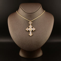 10k Yellow Gold 1.85CT Round/Baguette Diamond Cross w/ Jesus Pendant 10.8g Charm