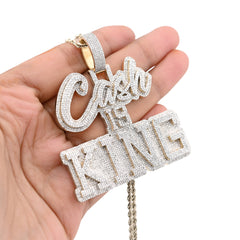 10k Yellow Gold 4.96CTW Pure Diamond "Cash Is King" Pendant Solid Back 37g Charm