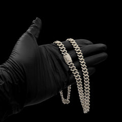 9MM 10k White Gold 18CTW Natural Diamond Cuban Chain 54.1g 22 Inches Necklace