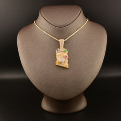 10k Yellow Gold 4.05CTW Diamond Jesus Head w/ Color Stones Pendant 15.3g Charm