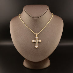 10k Yellow Gold 0.75CTW Natural Round Diamond Cross Pendant Religious 7.1g Charm