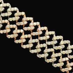 13MM 10k Yellow & Rose Gold 20 Inches 16CTW Natural Diamond Cuban Chain 83gms