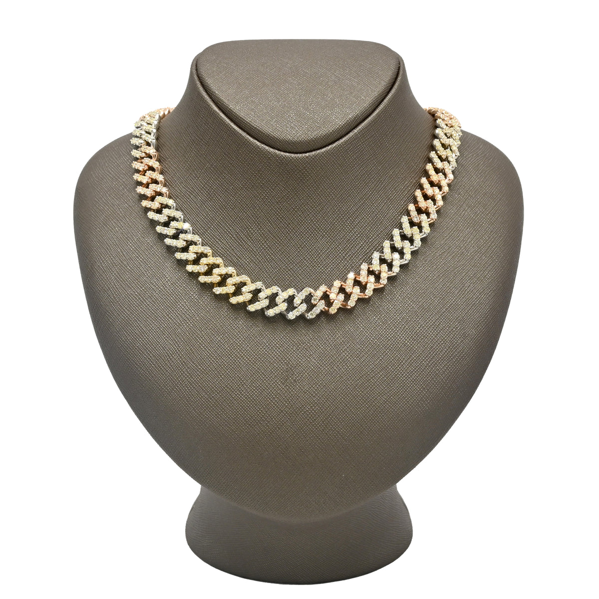 13MM 10k Yellow & Rose Gold 20 Inches 16CTW Natural Diamond Cuban Chain 83gms