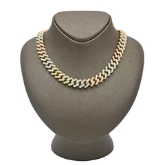 13MM 10k Yellow & Rose Gold 20 Inches 16CTW Natural Diamond Cuban Chain 83gms