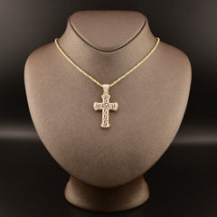 10k Yellow Gold 0.7CTW Natural Round Diamond Cross Religious Pendant 6.3g Charm