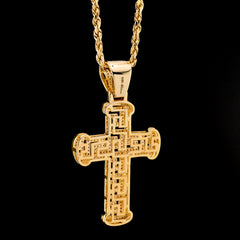 10k Yellow Gold 0.7CTW Natural Round Diamond Cross Religious Pendant 6.3g Charm
