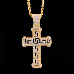 10k Yellow Gold 0.7CTW Natural Round Diamond Cross Religious Pendant 6.3g Charm