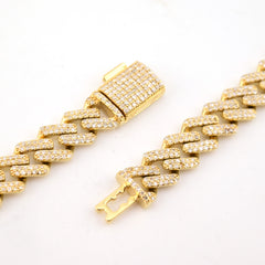 10k Yellow Gold 20 Inch 6.6CTW Baguette Diamond Heart Cuban Link Chain 42.6g