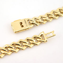10k Yellow Gold 20 Inch 6.6CTW Baguette Diamond Heart Cuban Link Chain 42.6g