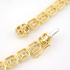 6.5MM 10k Yellow Gold 22In 6.6CTW Baguette Diamond Rectangle Tennis Chain 31.9gm