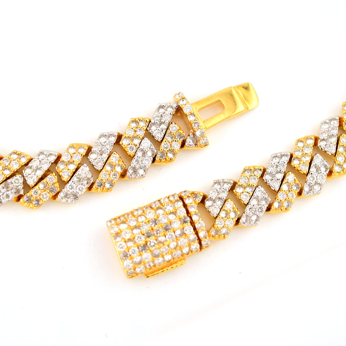 7.2MM 10k Yellow Gold 3.95CTW Natural Diamond Cuban Bracelet 8 Inch 18.9gms