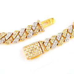 7.2MM 10k Yellow Gold 3.95CTW Natural Diamond Cuban Bracelet 8 Inch 18.9gms