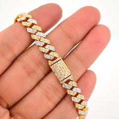 7.2MM 10k Yellow Gold 3.95CTW Natural Diamond Cuban Bracelet 8 Inch 18.9gms