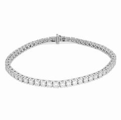 3MM 925 Sterling Silver 8.8gm 5CTW Lab Diamond Pointer Tennis Bracelet 7.25 Inch