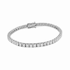 Unisex 7In 3.5MM 14k White Gold 11gm 6.85CTW Lab Diamond Pointer Tennis Bracelet