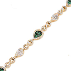 14k Yellow Gold 2.43CT Natural Diamond 0.81CT Emerald Pear Infinity Bracelet