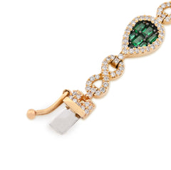 14k Yellow Gold 2.43CT Natural Diamond 0.81CT Emerald Pear Infinity Bracelet