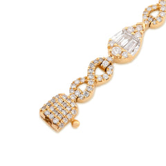 14k Yellow Gold 2.43CT Natural Diamond 0.81CT Emerald Pear Infinity Bracelet