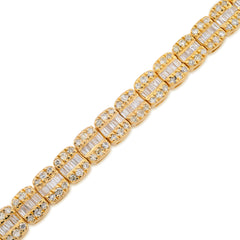 5.5MM 10k Gold 15.6gms 3.25CTW Round/Baguette Diamond Rectangle Tennis Bracelet