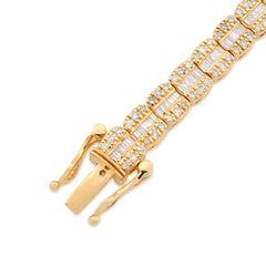 5.5MM 10k Gold 15.6gms 3.25CTW Round/Baguette Diamond Rectangle Tennis Bracelet