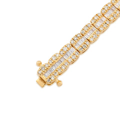 5.5MM 10k Gold 15.6gms 3.25CTW Round/Baguette Diamond Rectangle Tennis Bracelet