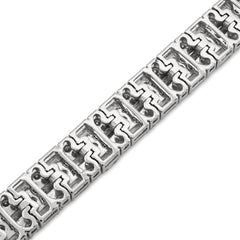 6.5MM 14k White Gold 11.25CTW Lab Diamond Three Row Round/Baguette 7.25" Tennis Bracelet 17.3gm
