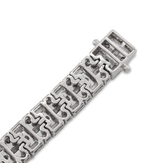 6.5MM 14k White Gold 11.25CTW Lab Diamond Three Row Round/Baguette 7.25" Tennis Bracelet 17.3gm