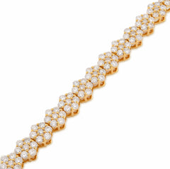4.4MM 10k Yellow Gold 7.2gms 4CTW Natural Diamond Flower Cluster Tennis Bracelet