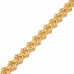 4.4MM 10k Yellow Gold 7.2gms 4CTW Natural Diamond Flower Cluster Tennis Bracelet