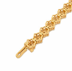 4.4MM 10k Yellow Gold 7.2gms 4CTW Natural Diamond Flower Cluster Tennis Bracelet