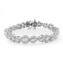 7.5MM 10k White Gold 15.4gms 2.3CTW Natural Diamond Multi Shaped Womens Bracelet