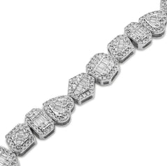 7.5MM 10k White Gold 15.4gms 2.3CTW Natural Diamond Multi Shaped Womens Bracelet
