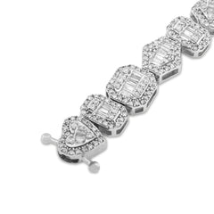 7.5MM 10k White Gold 15.4gms 2.3CTW Natural Diamond Multi Shaped Womens Bracelet