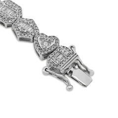 7.5MM 10k White Gold 15.4gms 2.3CTW Natural Diamond Multi Shaped Womens Bracelet