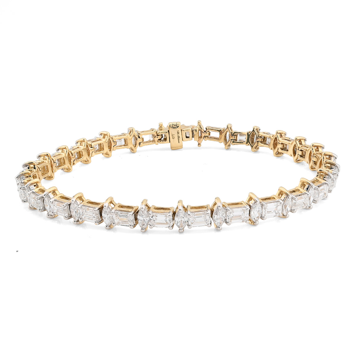 5.5MM 14k Yellow Gold 10.3g 6.79CTW Lab Diamond Emerald Solitaire Women Bracelet